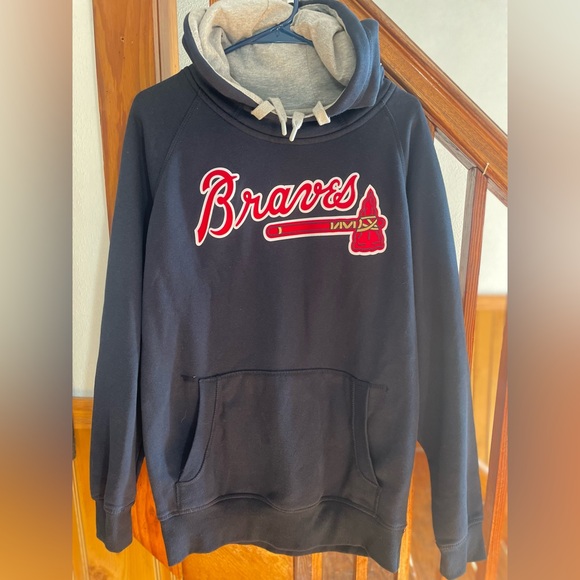 Antigua Atlanta Braves Navy Hoodie Sweatshirt, Men M, MLB comfy cozy warm fans - Picture 1 of 7